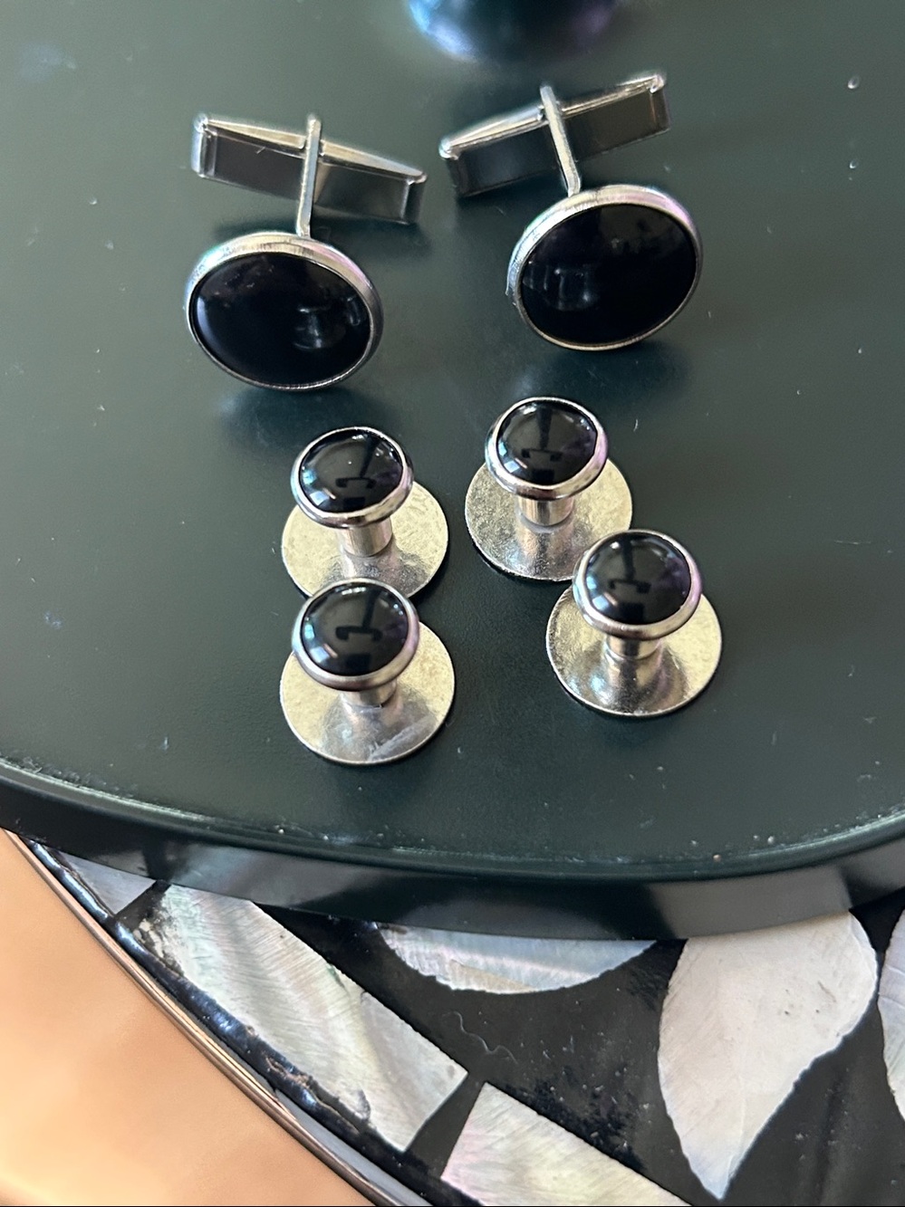 Classic Black Onyx Cufflinks and Studs Set - Men